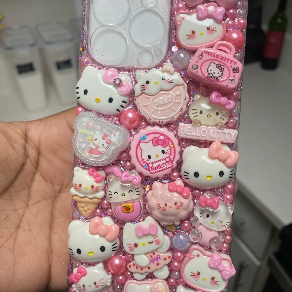Hello Kitty Pink Decorative Phone Case - Cute 3D Bow Design